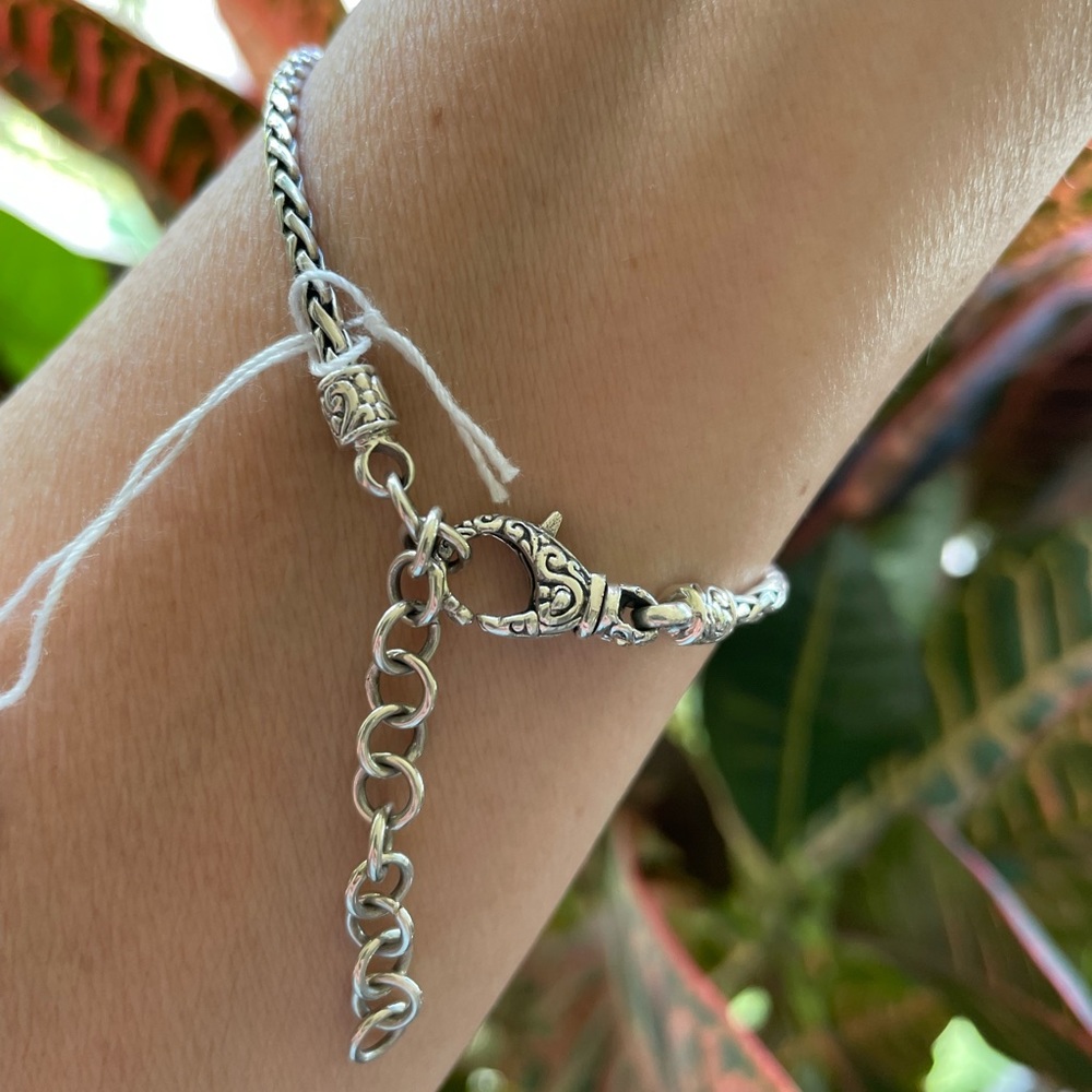 18K Gold Sterling Silver Hook Closure Bracelet